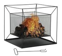 Outsunny Brasero cheminée foyer extérieur carré avec tisonnier métal dim. 45L x 45l x 43H cm noir-AOSOM.fr