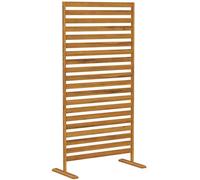 Outsunny Brise-Vue Bois à Lamelles - Claustra Paravent Extérieur Autoportant pour Jardin Terrasse - Panneau Occultant 170cm avec Treillis pour Plante Grimpante, Séparateur d'espace Naturel, Marron