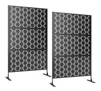 Outsunny Brise Vue Décoratif Extérieur Lot de 2 122 x 45 x 198 cm Noir | Panneaux, Motif Géométrique Ajouré, en Acier