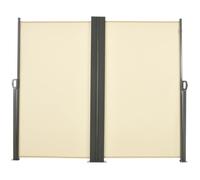 Double Store Latéral Brise-Vue Paravent Rétractable Dim. 6l X 1,60h M Polyester Anti-Uv Haute Densité Crème