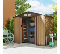 Outsunny Cabane & Abri de Jardin Métal en Tôle d'Acier 2.5 m² avec Porte Verrouillable Remise pour Outils avec Fondation, Kaki | Aosom France