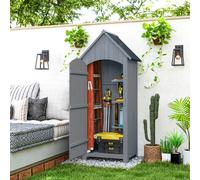 Outsunny Cabane de jardin Abri de jardin en bois Armoire à outils Cabane en bois Toit bitumé Gris 77,5 x 54,2 x 179,5 cm | Aosom France
