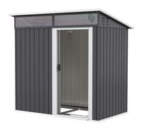 Outsunny Cabane de Jardin, Abri de Rangement avec Fenêtres, Ouvertures de Ventilation, Porte Coulissante, Acier imperméable, Résistant aux Intempéries, Gris Foncé