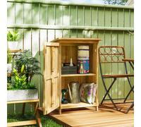 Outsunny Cabane de Jardin en Bois 63,5x40x90 cm Armoire pour Rangement d'Outils avec 2 Étagères et Porte Naturelle