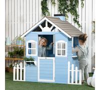 Outsunny Cabane de jeu pour enfant maison de jardin en bois porte et fenêtres de 3 à 7 ans dim. 151L x 112.5l x 142H cm bleu | Aosom France