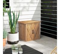 Outsunny Cabanon de jardin, Porte double, Fermetures magnétiques, résistant aux intempéries, bois naturel, 77Lx55lx72H cm, Marron | Aosom France