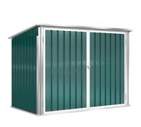 Outsunny Cache Poubelle Extérieur en Acier Galvanisé pour 2 Poubelles, Double Porte, Couvercle Pneumatique, 180x108x130cm, Vert