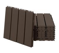 Outsunny Caillebotis - Dalles terrasse - Lot de 9 - emboîtables, Installation très Simple - Petits Carreaux Composite Plastique Imitation Bois Chocolat