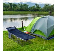 Outsunny Campingbett, lit pliant avec oreiller, 188 x 64,5 x 53 cm, bleu foncé