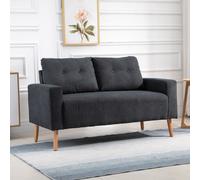 Outsunny Canapé 2 Places Tissu Gris Foncé Pieds Bois Massif Style Scandinave Élégant | Aosom France