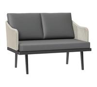 Outsunny Canapé de Jardin 2 Places avec Coussins en résine tressée, canapé d'extérieur avec accoudoirs, Cadre en Acier pour Jardin, Gris foncé