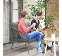 Outsunny Canapé de jardin avec coussins 2 places Canapé en rotin Lounge extérieur canapé de balcon 112 x 72 x 76 cm gris