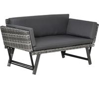 Outsunny Canapé de jardin en poly rotin 2 places Loungesofa Gartenliege pliable Grau