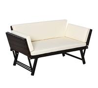 Canapé lit de jardin extensible 3 places coussins inclus