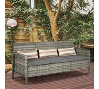 Outsunny Canapé Rattan avec Coussins, Trois Places, Salon de Jardin, Acier, Gris, 173 x 68 x 78 cm