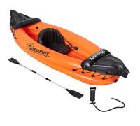 Outsunny Canoé kayak gonflable 1 personne avec gonfleur et rame en aluminium, orange