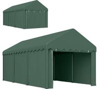 Outsunny Carport 3x6 m garage avec portes roulantes, toit, parois latérales amovibles, résistant aux UV, étanche à l'eau Tente de garage Abri Lagerzel