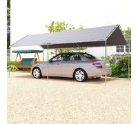 Outsunny Carport auvent pour voiture 6 x 3 m acier galvanisé robuste toit PE haute densité gris