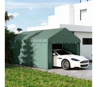 Outsunny Carport portable 3x6 m, abri pour véhicules avec 2 entrées, toit en polyester, pour voitures, bateaux, outils de jardin, vert foncé
