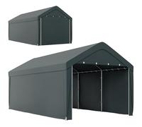 Outsunny Carport Tente de Garage 3 x 6 m, abri Voiture extérieur, Tente de Stockage avec parois latérales Amovibles et 2 Portes zippées enroulables, carport pour Voiture, Camion, Bateau, Gris foncé