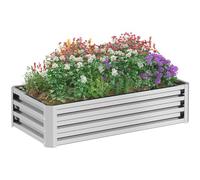Outsunny Carré Potager de Jardin 120 x 60 x 30,5 cm Acier galvanisée Argent