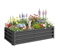 Outsunny Carré Potager de Jardin 120 x 60 x 30,5 cm Acier galvanisée Gris