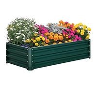Outsunny Carré Potager de Jardin 120 x 60 x 30,5 cm Acier galvanisée Vert foncé