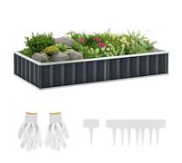 Outsunny Jardinière en acier rectangulaire carré potager modulable lit surélevé jardin pot de fleurs bac à plantes 174 x 90 x 30 cm gris foncé