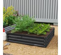 Outsunny Carré potager de jardin acier galvanisée 120 x 120 x 30 cm gris
