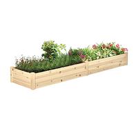 Outsunny Carré Potager de Jardin dim. 244 x 61,5 x 27 cm Feutre de Drainage, séparation Inclus Bois de Sapin