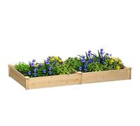 Outsunny Carré Potager de Jardin en Bois Massif, Jardinière Surélevé avec séparateur, 235 x 121 x 26 cm, pour Jardin Balcon Terrasse, Effet Bois Naturel
