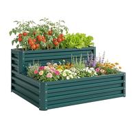 Outsunny Carré potager de jardin 2 étages fond ouvert 120 x 101 x 58 cm Vert