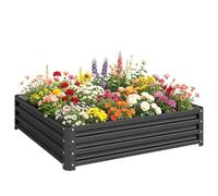 Outsunny Carré Potager de Jardin Potager Surélevé 120x120x30cm Gris