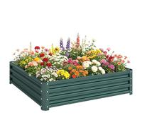 Outsunny Carré potager surélevé 120x120x30 cm acier galvanisé résistant à la rouille Vert foncé