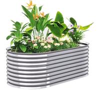 Outsunny Carré Potager de Jardin Potager surélevé, bac Potager en Acier galvanisé, jardinière Exterieur modulaire résistant à la Rouille 160x80x56cm, pour légumes, Fleurs et Herbes Jardin, Argent