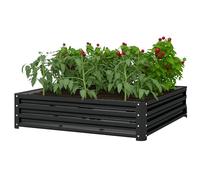 Outsunny Carré Potager de Jardin Potager surélevé, bac Potager en Acier galvanisé, jardinière Exterieur résistant à la Rouille 120x120x30cm, pour légumes, Fleurs et Herbes Jardin, Gris