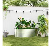 Outsunny Carré potager de jardin potager surélevé, résistant à la rouille en acier galvanisé 160 x 80 x 56 cm argent