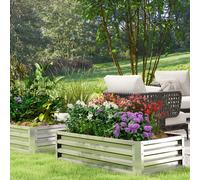 Outsunny Carré potager de jardin rectangulaire tôle d'acier ondulée 120 x 60 x 30,5 cm argent