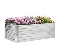 Outsunny Carré Potager de Jardin rectangulaire Tubes de renforcement Acier galvanisé 180 x 90 x 59 cm Argent