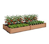 Outsunny Carré Potager en Bois 234x109x25cm - Lit de Jardin Surélevé 4 Zones de Culture - Jardinière Extérieure à Fond Ouvert avec Montage sans Outil, pour Légumes, Fleurs, Marron Clair