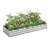 Outsunny Carré Potager en Métal Modulable 241x90,5x30cm Argent