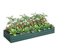 Outsunny Jardinière extérieure carrée potager de jardin 241 x 90 x 30 cm tôle d'acier Vert foncé