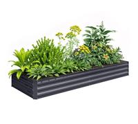 Outsunny Jardinière extérieur Carré Potager de Jardin dim. 241L x 90,5l x 30H cm tôle d'acier ondulée Gris