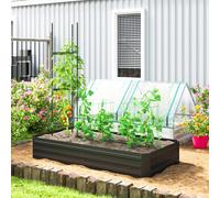 Outsunny Carré potager jardinière rectangulaire en acier galvanisé tuteurs pour tomates et plantes grimpantes 180 x 90 x 29,5 cm