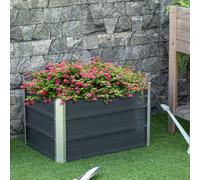 Outsunny Carré potager lit de jardin surélevé en acier galvanisé fond ouvert conception extra profonde 66 x 47 x 40 cm gris foncé