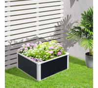Outsunny Carré Potager, Pot de Fleurs, avec Fonction de Drainage, Protection contre les Ravageurs, Plastique, gris, 60 x 60 x 30 cm
