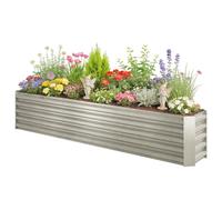Outsunny Carré potager potager surélevé acier galvanisé barres de soutien et plaques d'angle fond ouvert 240x40x45cm gris argenté