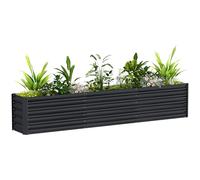 Outsunny Carré Potager, Potager surélevé en Acier galvanisé, Barres de Soutien et plaques d'angle, Fond Ouvert, lit de Jardin surélevé, pour Plantes légumes, Fleurs, 240 x 40 x 45 cm, Gris foncé