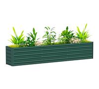 Outsunny Carré Potager, Potager surélevé en Acier galvanisé, Barres de Soutien et plaques d'angle, Fond Ouvert, lit de Jardin surélevé, pour Plantes légumes, Fleurs, 240 x 40 x 45 cm, Vert