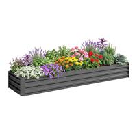 Carré potager rectangulaire dim. 240 x 60 x 30 cm tôle d'acier ondulé anthracite